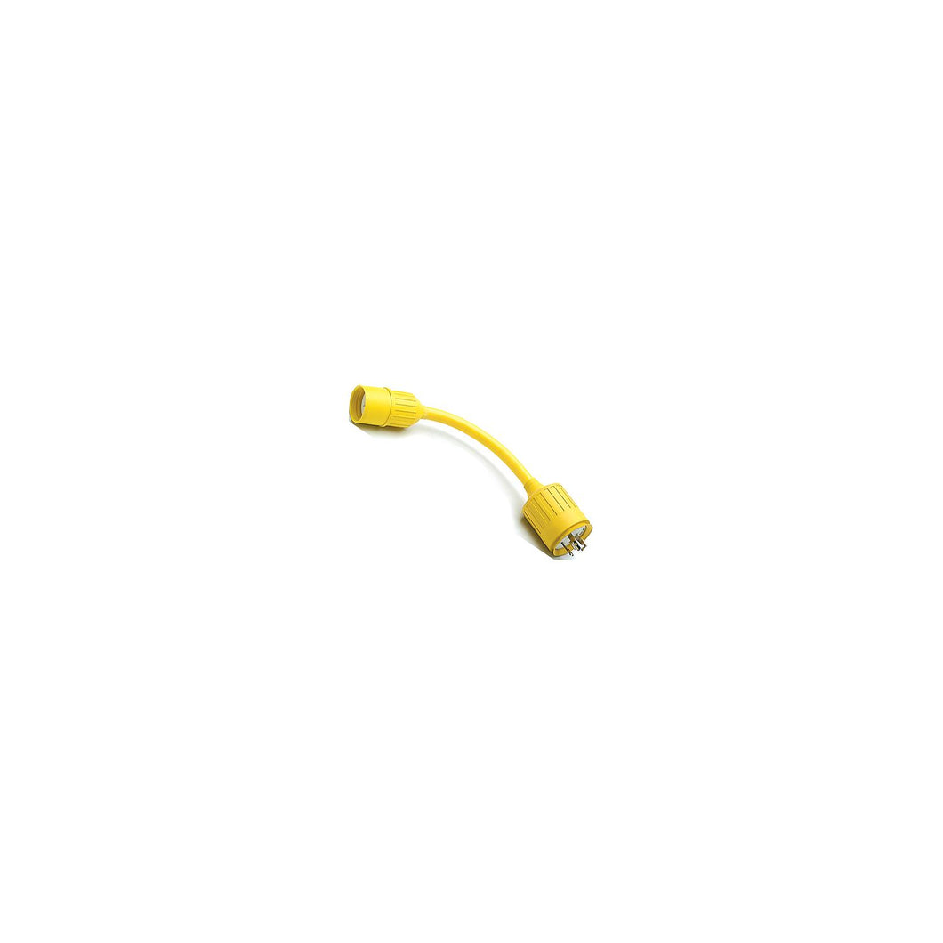 Hubbell HBL105 Yellow Watertight 15A/20A 125V Straight Blade Female to 30A 125V Locking Plug Male Adapter Default Title -Modern Boat Sales & Service