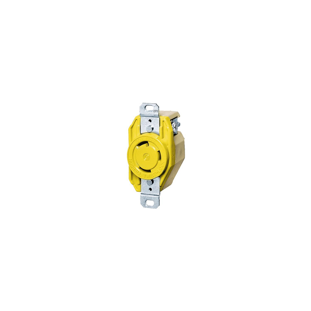 Hubbell HBL26CM10 Yellow 30A 125V Twist Lock Heat Resistant Rynite Body Single Receptacle -Modern Boat Sales & Service