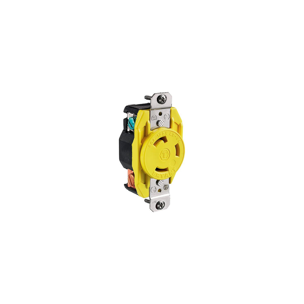 Hubbell HBL305CRR Yellow 30A 125V Locking Receptacle -Modern Boat Sales & Service