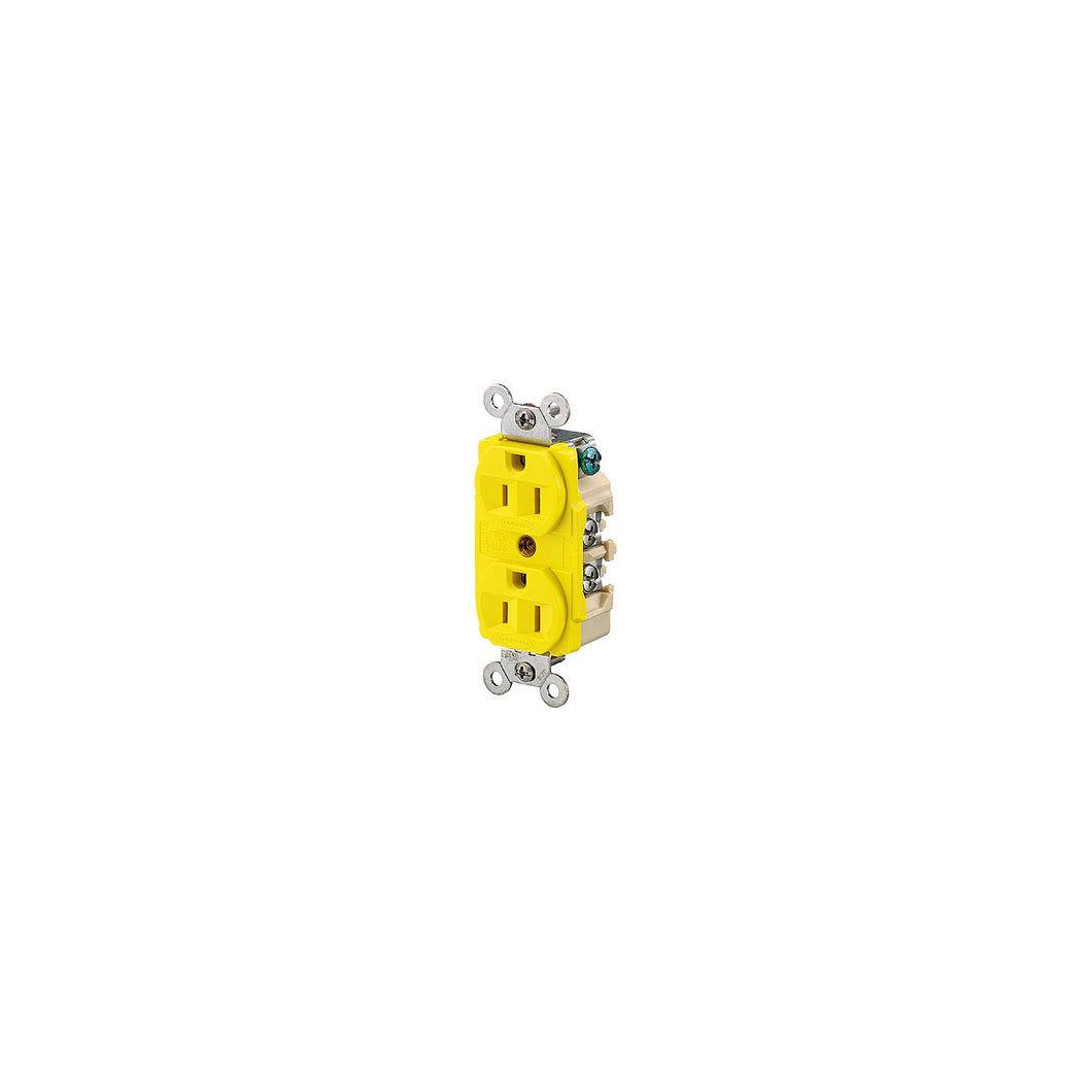 Hubbell HBL52CM62 Yellow 15A 125V Heat & Corrosion Resistant Duplex Receptacle -Modern Boat Sales & Service
