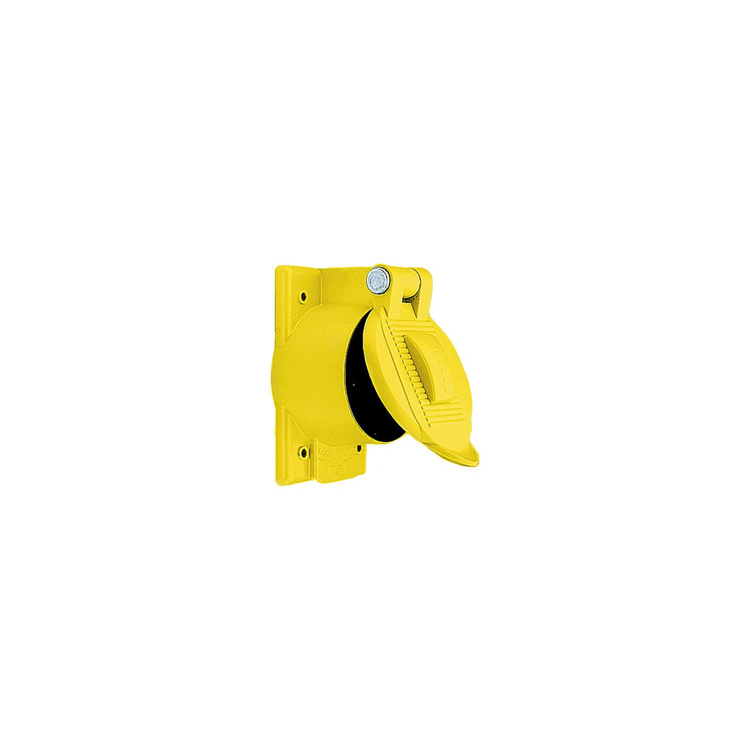 Hubbell HBL77CM74WO Yellow ValoxÂ® Carbonate Lift Cover Plate for Weatherproofing 50A Receptacles -Modern Boat Sales & Service