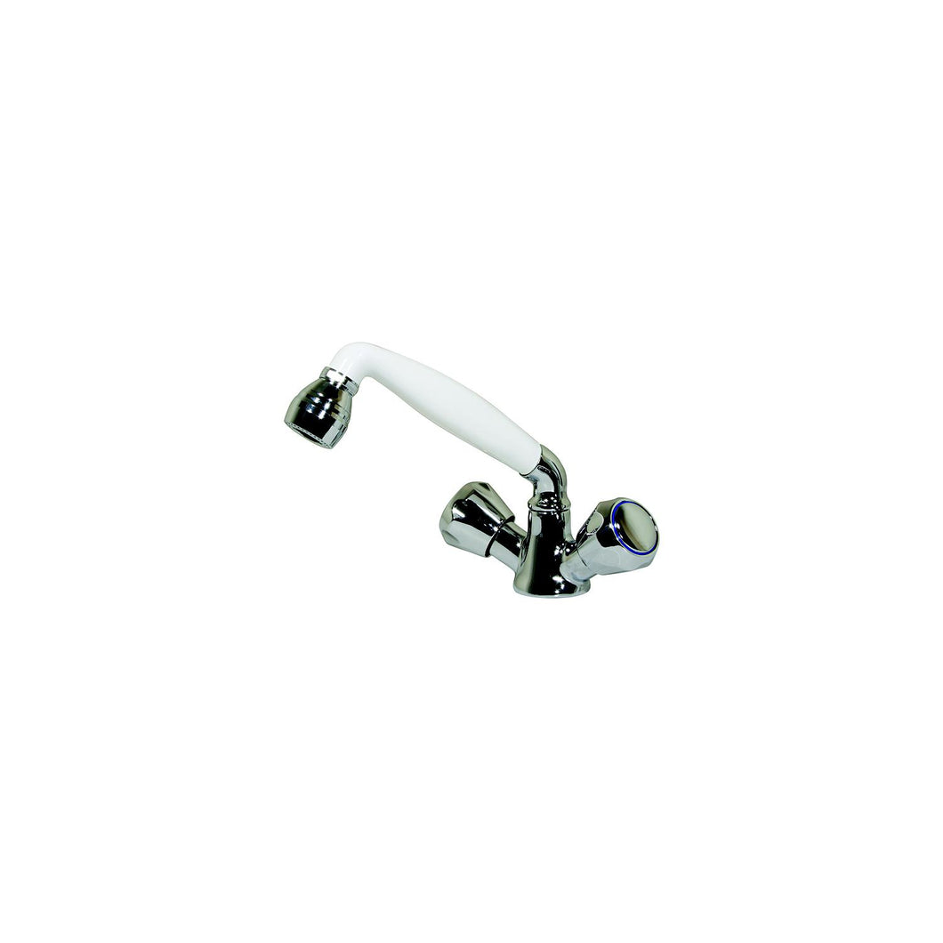 Scandvik 46000 Standard Combo Pull-Out Faucet and Shower Handle Without Water Conservation Valve, White Handle With 5' White Nylon Hose -Modern Boat Sales & Service