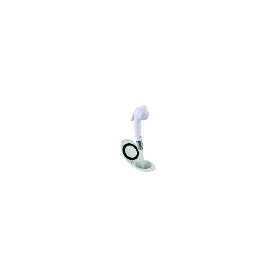 Scandvik 12107 Recessed Euro Sprayer Transom Shower White Handle, Cup and Cap with 6' White Nylon Hose -Modern Boat Sales & Service
