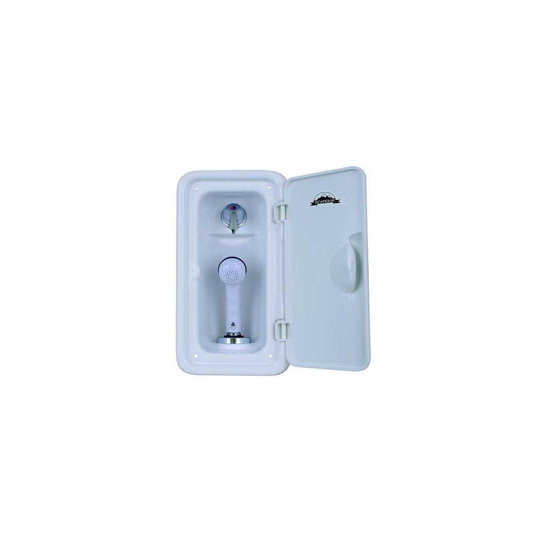 Scandvik 14126 Vertical Shower Box, White Sprayer With 6' White Nylon Hose -Modern Boat Sales & Service