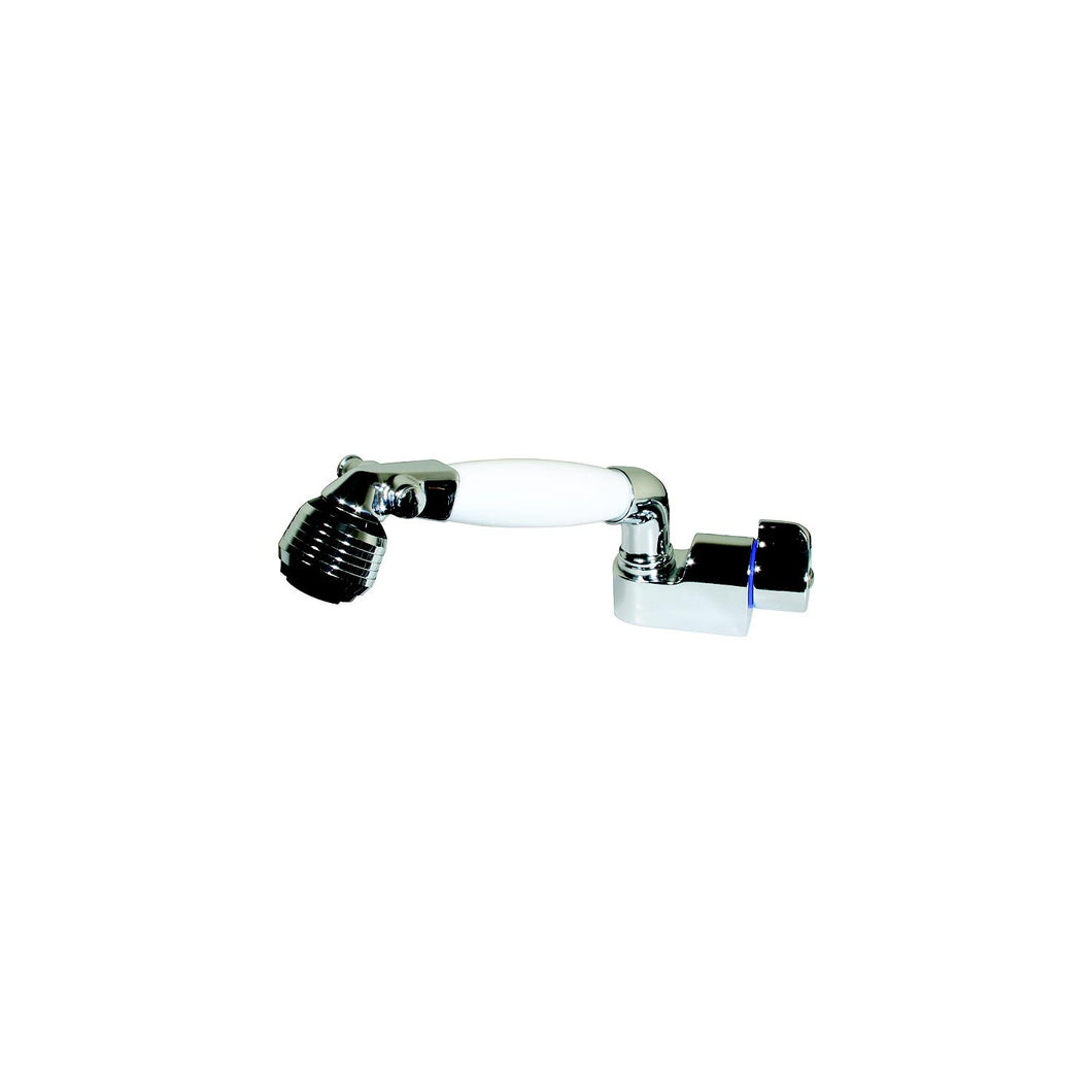Scandvik 14412 Cold Water Faucet and Shower Combination With Adjustable Aerator and Built-in Water Conservation Valve, White Handle With 5' White Nylon Hose -Modern Boat Sales & Service