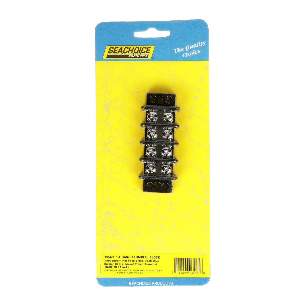 Seachoice 13561 Terminal Block, 4-Gang, Brass Clips and Contacts -Modern Boat Sales & Service