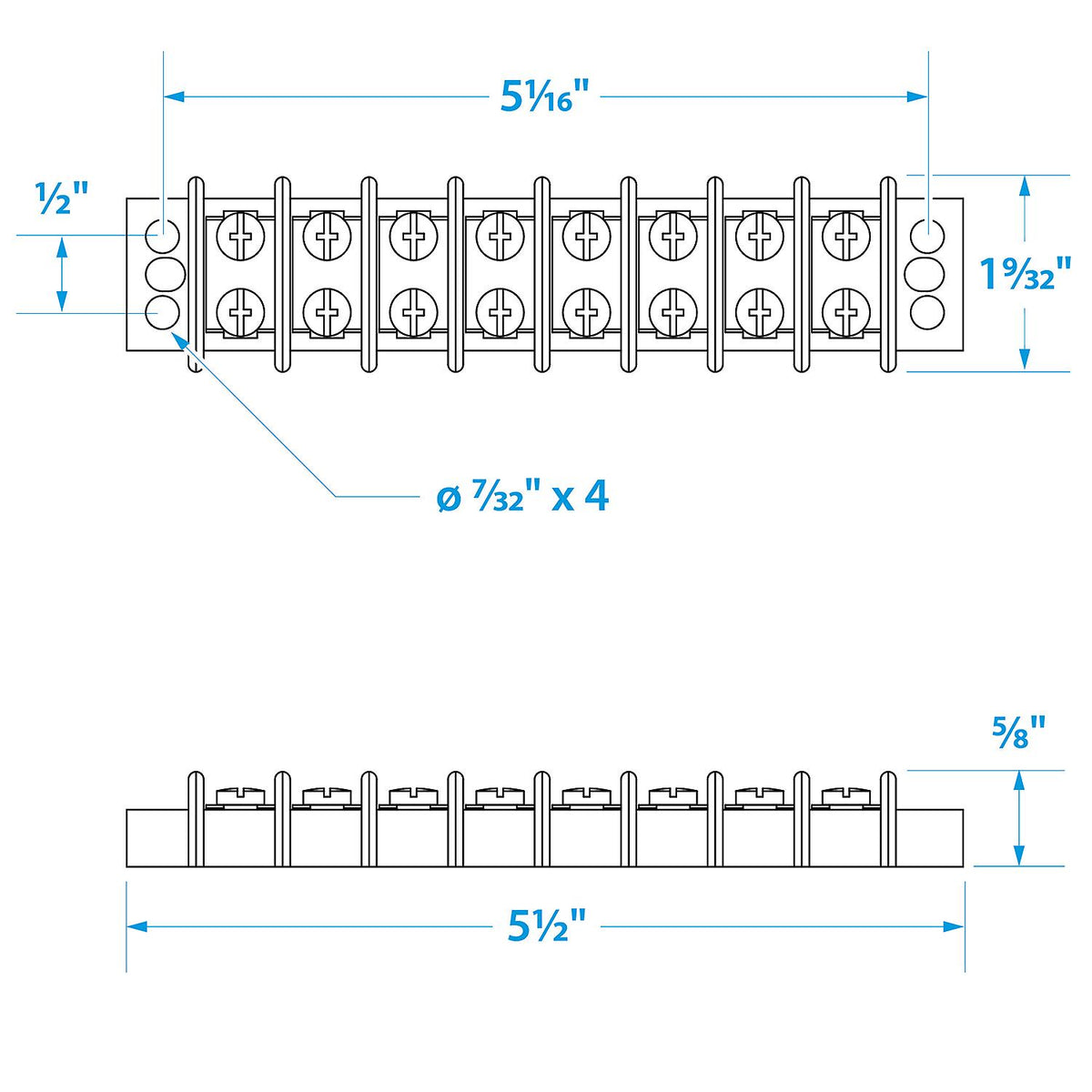Seachoice 13581 Terminal Block, 8-Gang, Brass Clips and Contacts Default Title -Modern Boat Sales & Service