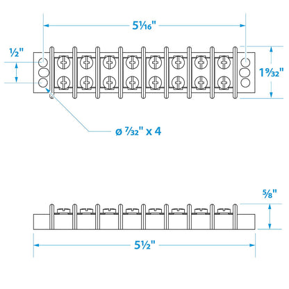 Seachoice 13581 Terminal Block, 8-Gang, Brass Clips and Contacts Default Title -Modern Boat Sales & Service