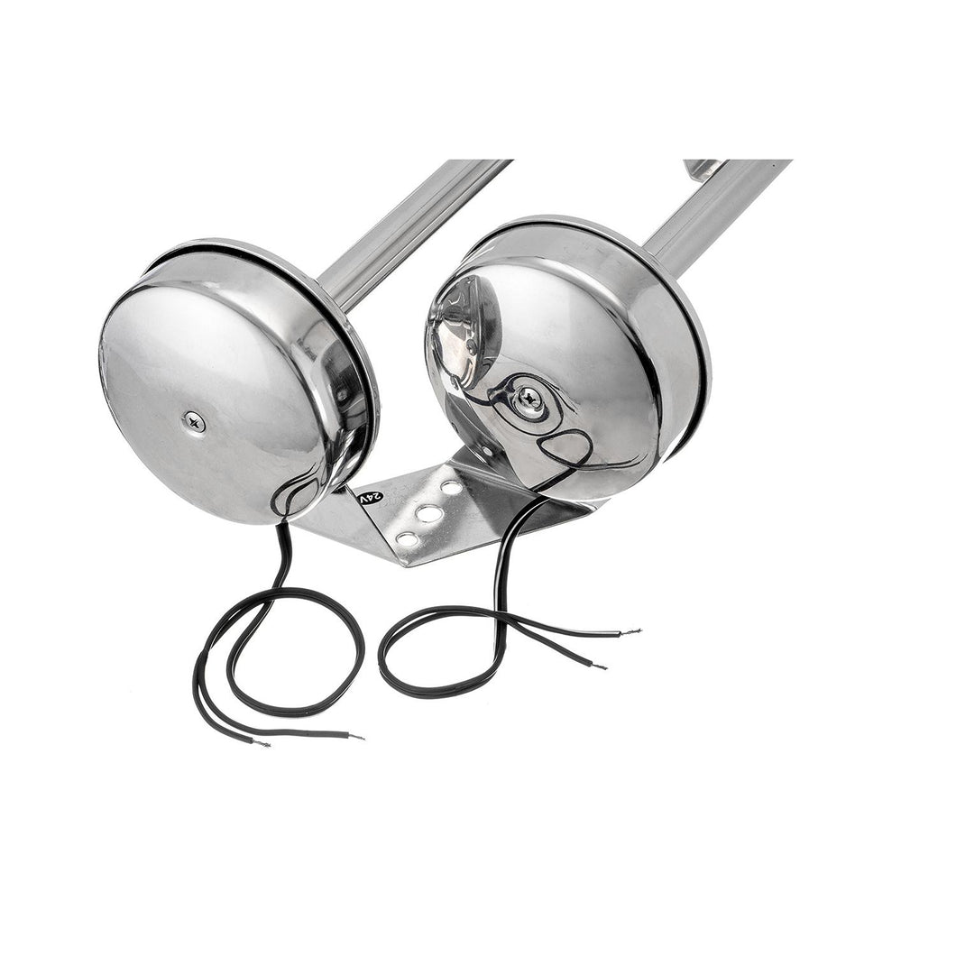 Seachoice 14631 Dual Trumpet Electric Horn, Stainless Steel, 123 dB Rating, 24V, 5 Max Amps. 18-1/2 in. L X 8 in. W X 5 in. H -Modern Boat Sales & Service
