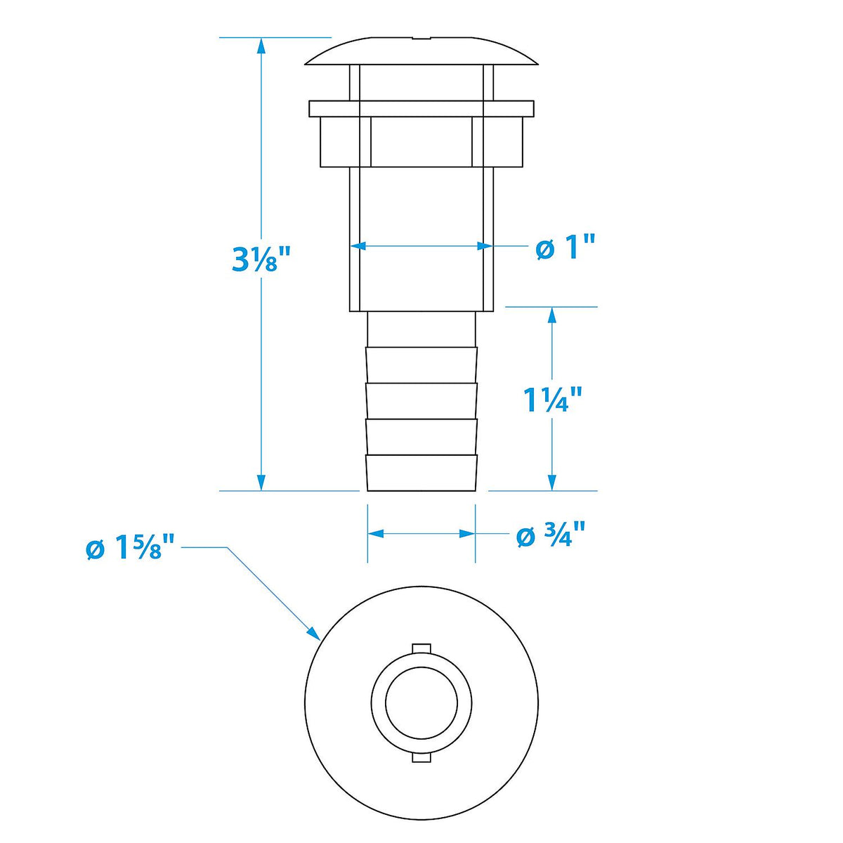 Seachoice Thru-Hull Connector w/ Broad Flange, Fits 3/4 In. ID Hose, 1-1/4 In. Max Hull Default Title -Modern Boat Sales & Service