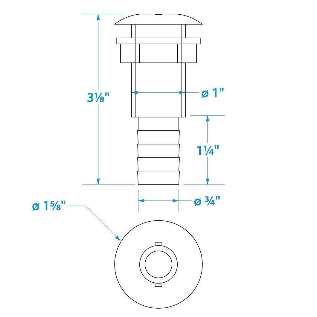 Seachoice Thru-Hull Connector w/ Broad Flange, Fits 3/4 In. ID Hose, 1-1/4 In. Max Hull Default Title -Modern Boat Sales & Service