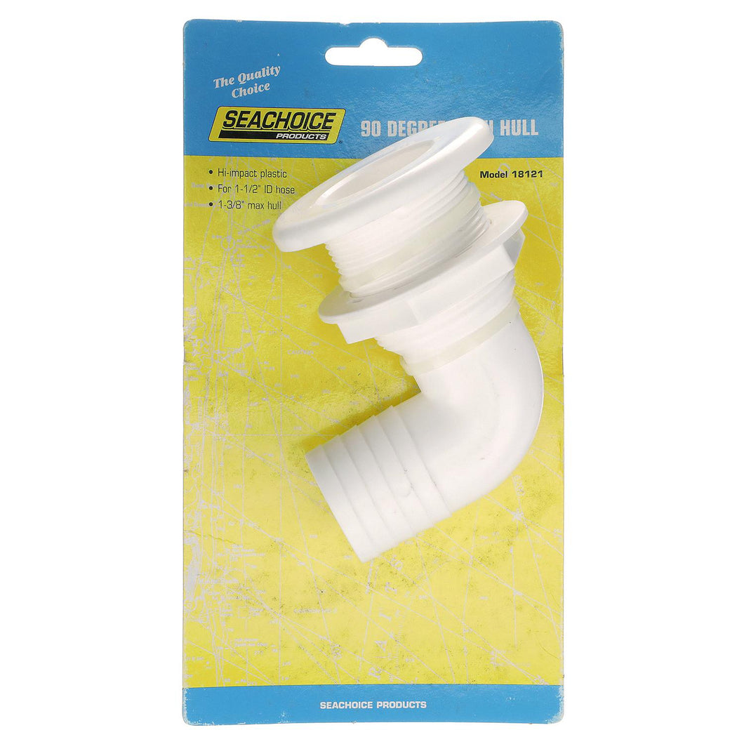 Seachoice 90-Degree Thru-Hull Connector, Fits 1-1/2 in. ID Hose, 1-3/8 in. Max Hull Default Title -Modern Boat Sales & Service