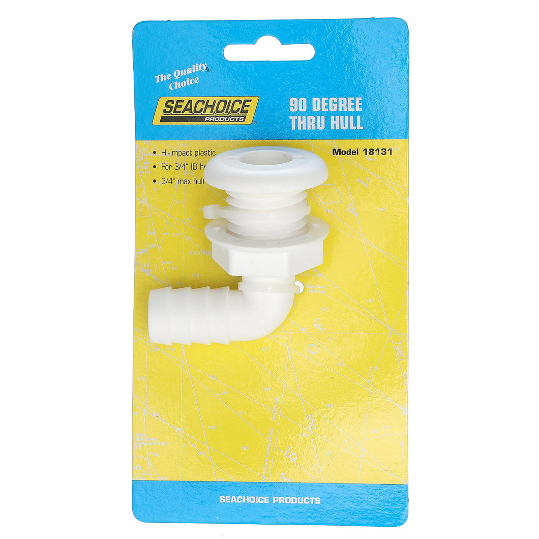 Seachoice 90-Degree Angled Thru-Hull Connector, White Finish, 0.75 in. Default Title -Modern Boat Sales & Service