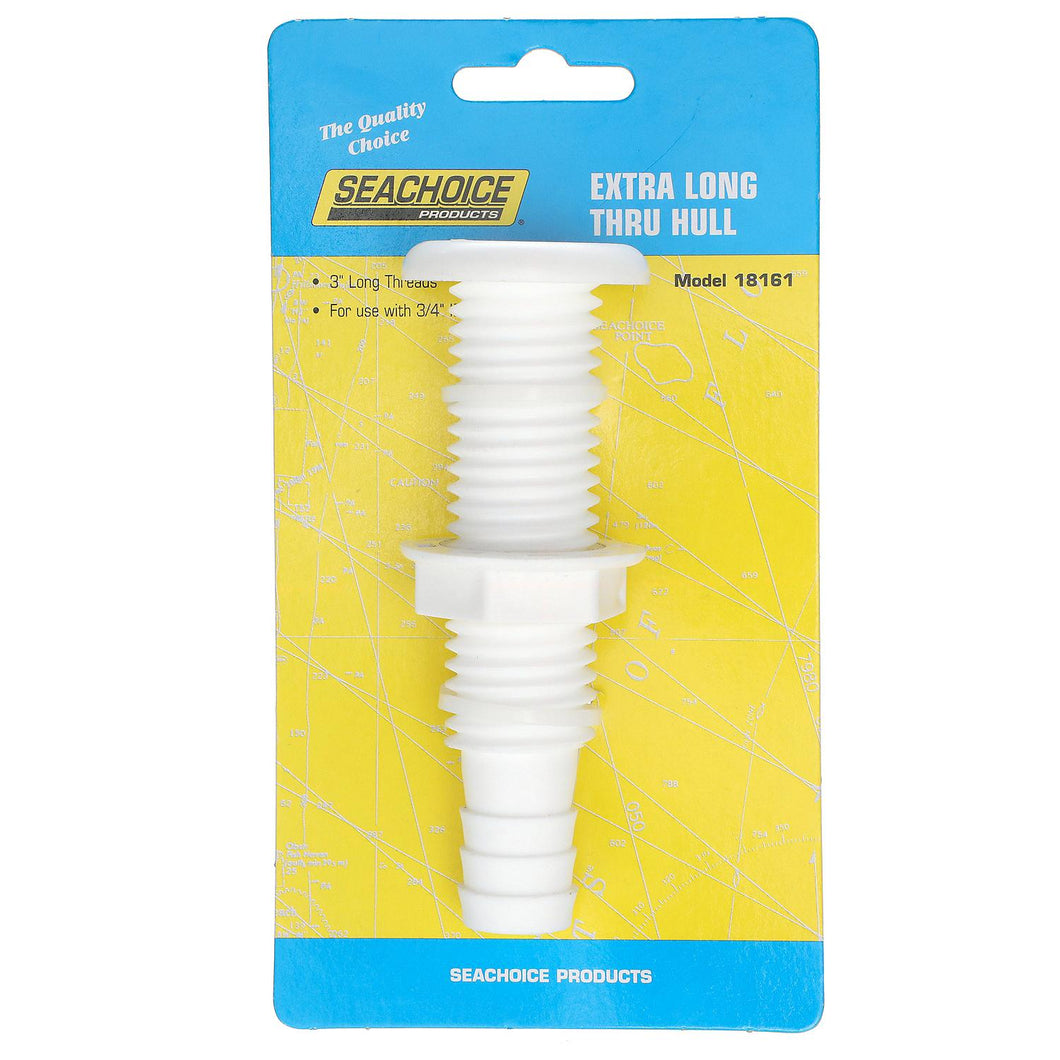 Seachoice Polypropylene Extra Long Thru-Hull Connector for 3/4 in. ID Hose, White Finish Default Title -Modern Boat Sales & Service