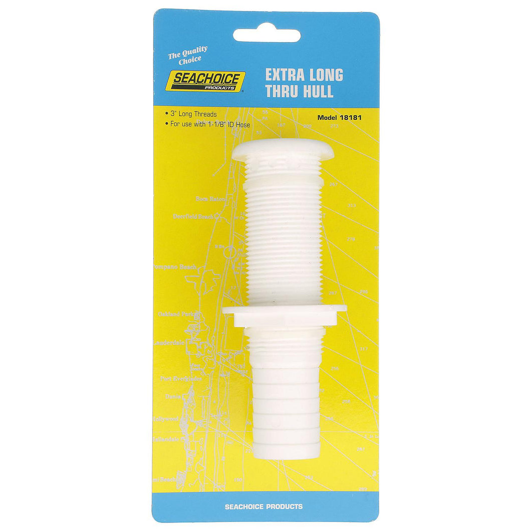 Seachoice Extra Long Thru-Hull Fitting w/ Broad Flange For 1-1/8 In. ID Hose, 3 In. Long Thread -Modern Boat Sales & Service