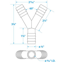 Seachoice 3-Way Y Fitting, Fits 3/4 in. ID Hose, Black Plastic -Modern Boat Sales & Service