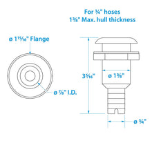 Seachoice Covered Thru-Hull Fitting w/ Stainless-Steel Flange, Fits 3/4 In. ID Hose -Modern Boat Sales & Service