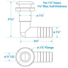 Seachoice 90-Degree Thru-Hull Connector, Fits 1-1/8 In. ID Hose, 1-3/8 In. Max Hull Default Title -Modern Boat Sales & Service