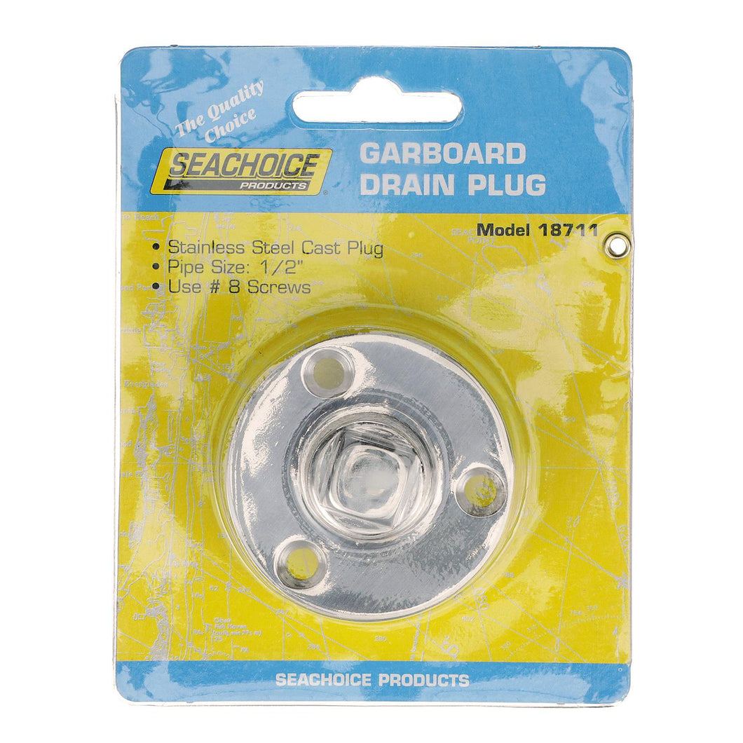 Seachoice Garboard Drain Plug, Stainless Steel, Fits 1/2 In. Pipe, Includes Flange and Plug Default Title -Modern Boat Sales & Service