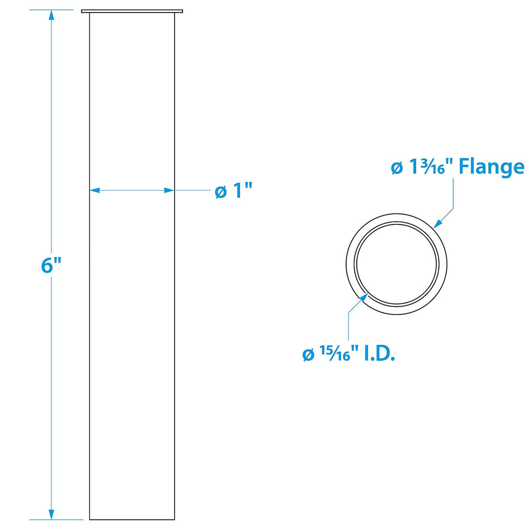 Seachoice 19111 Brass Drain Tube, 6 in. Long, 1 in. ID, 90-Degree Flange One End -Modern Boat Sales & Service
