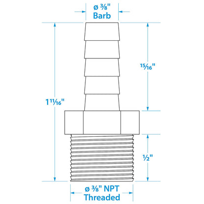 Seachoice Male Hose Barb, 3/8 In. With 3/8 In. Thread -Modern Boat Sales & Service