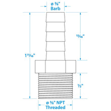 Seachoice Male Hose Barb, 3/8 In. With 3/8 In. Thread -Modern Boat Sales & Service