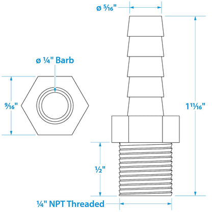 Seachoice Male Hose Barb, 1/4 in. with 1/4 in. NPT Default Title -Modern Boat Sales & Service