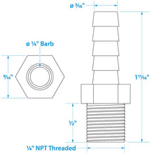 Seachoice Male Hose Barb, 1/4 in. with 1/4 in. NPT Default Title -Modern Boat Sales & Service