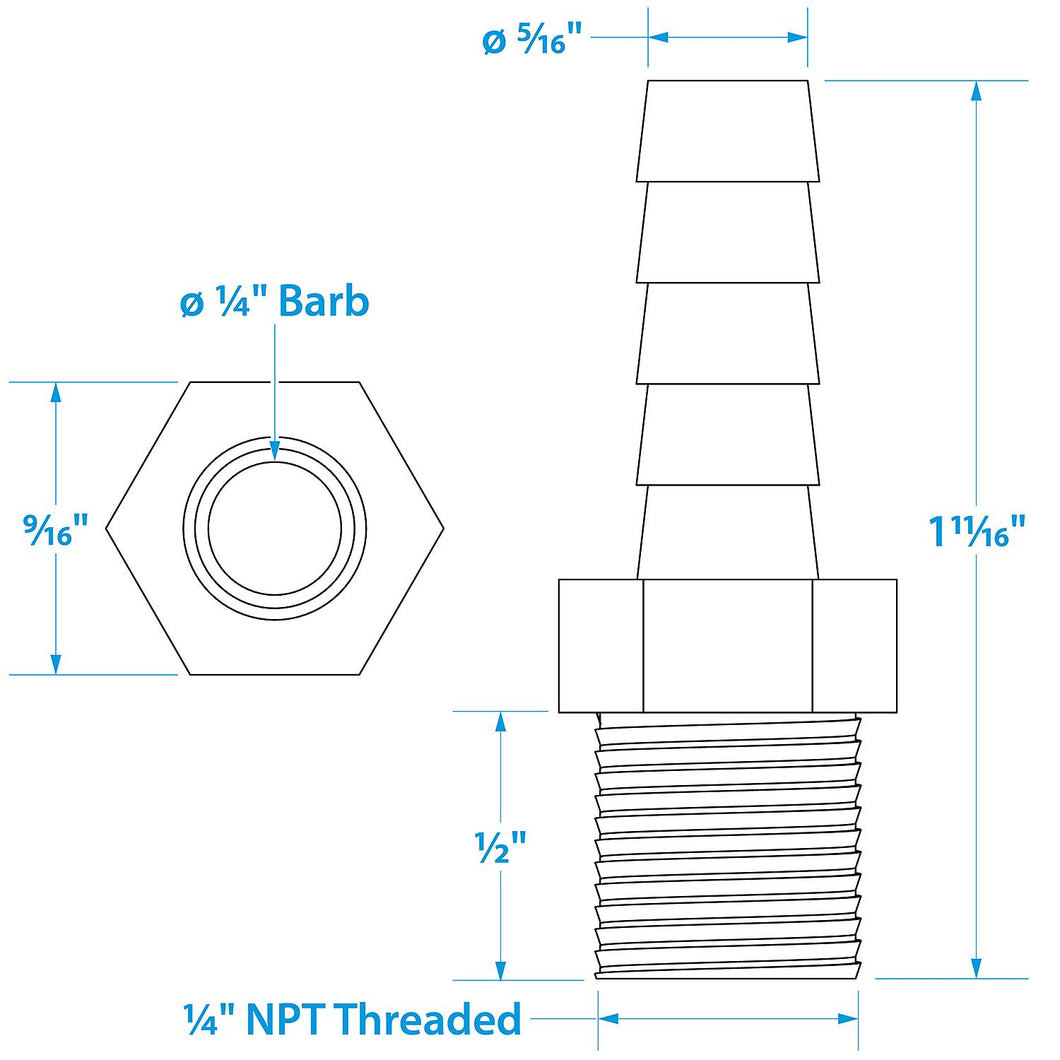 Seachoice Male Hose Barb, 1/4 in. with 1/4 in. NPT Default Title -Modern Boat Sales & Service