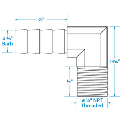 Seachoice 90-Degree Fuel Elbow, 3/8 In. With 1/4 In. Thread -Modern Boat Sales & Service