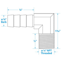 Seachoice 90-Degree Fuel Elbow, 3/8 In. With 1/4 In. Thread -Modern Boat Sales & Service