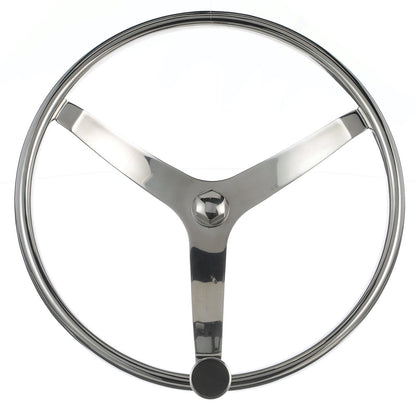 Seachoice 3 Spoke Sports Steering Wheel w/ Turning Knob, Fits 3/4 In. Tapered Shaft, 15.5 In. Diameter -Modern Boat Sales & Service