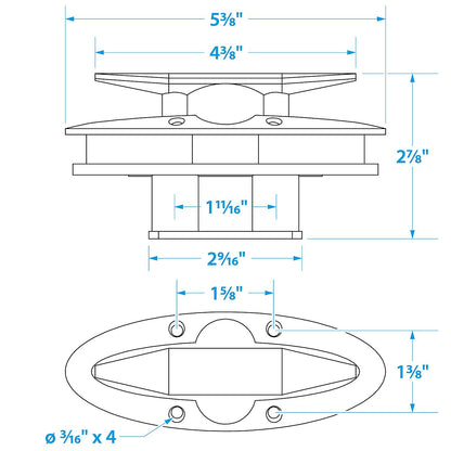 Seachoice 316 Cast Stainless Steel Pull Up Cleat, Flush Mount, 4-1/2 in. Long Default Title -Modern Boat Sales & Service