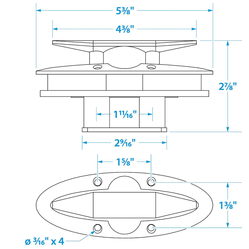 Seachoice 316 Cast Stainless Steel Pull Up Cleat, Flush Mount, 4-1/2 in. Long Default Title -Modern Boat Sales & Service