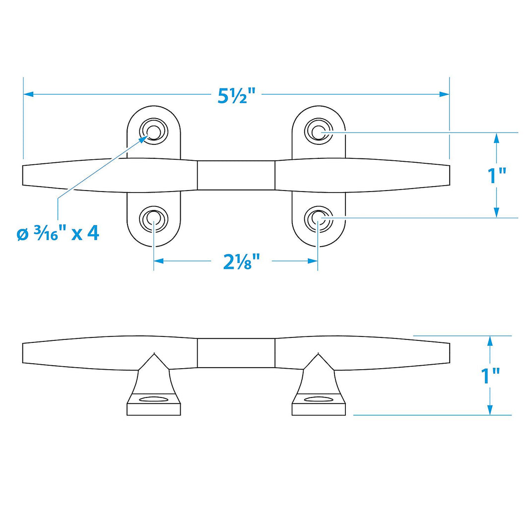 Seachoice Hollow Base Yacht Cleat, Chrome-Plated Cast Brass, 5-1/2 In. Long Default Title -Modern Boat Sales & Service