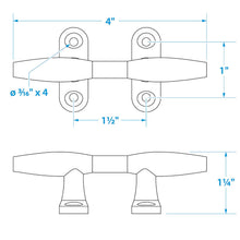 Seachoice Hollow Base Cleat, Chrome-Plated Zinc, 4 in. Long -Modern Boat Sales & Service