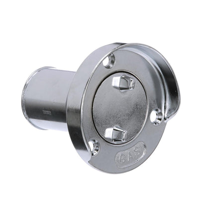 Seachoice Deck Mount Gas Fill Plate w/ Cap, Chrome-Plated Zinc, Includes Rubber Gasket and Beaded Chain Cap Tether Default Title -Modern Boat Sales & Service