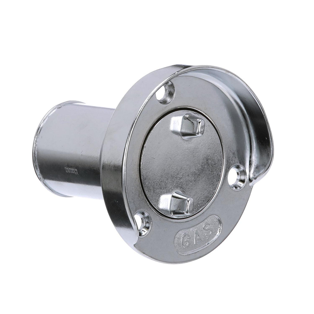 Seachoice Deck Mount Gas Fill Plate w/ Cap, Chrome-Plated Zinc, Includes Rubber Gasket and Beaded Chain Cap Tether Default Title -Modern Boat Sales & Service