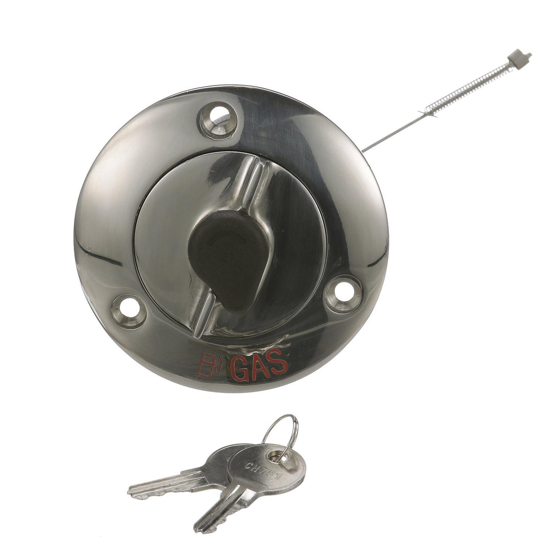Seachoice 32051 Deck Mount Gas Fill Plate w/ Locking Cap, Cast 316 Stainless Steel, Includes 2 Keys Default Title -Modern Boat Sales & Service
