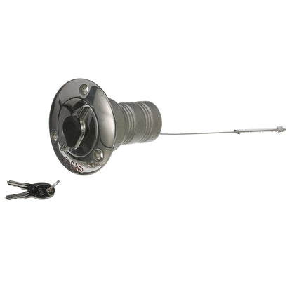 Seachoice 32051 Deck Mount Gas Fill Plate w/ Locking Cap, Cast 316 Stainless Steel, Includes 2 Keys -Modern Boat Sales & Service