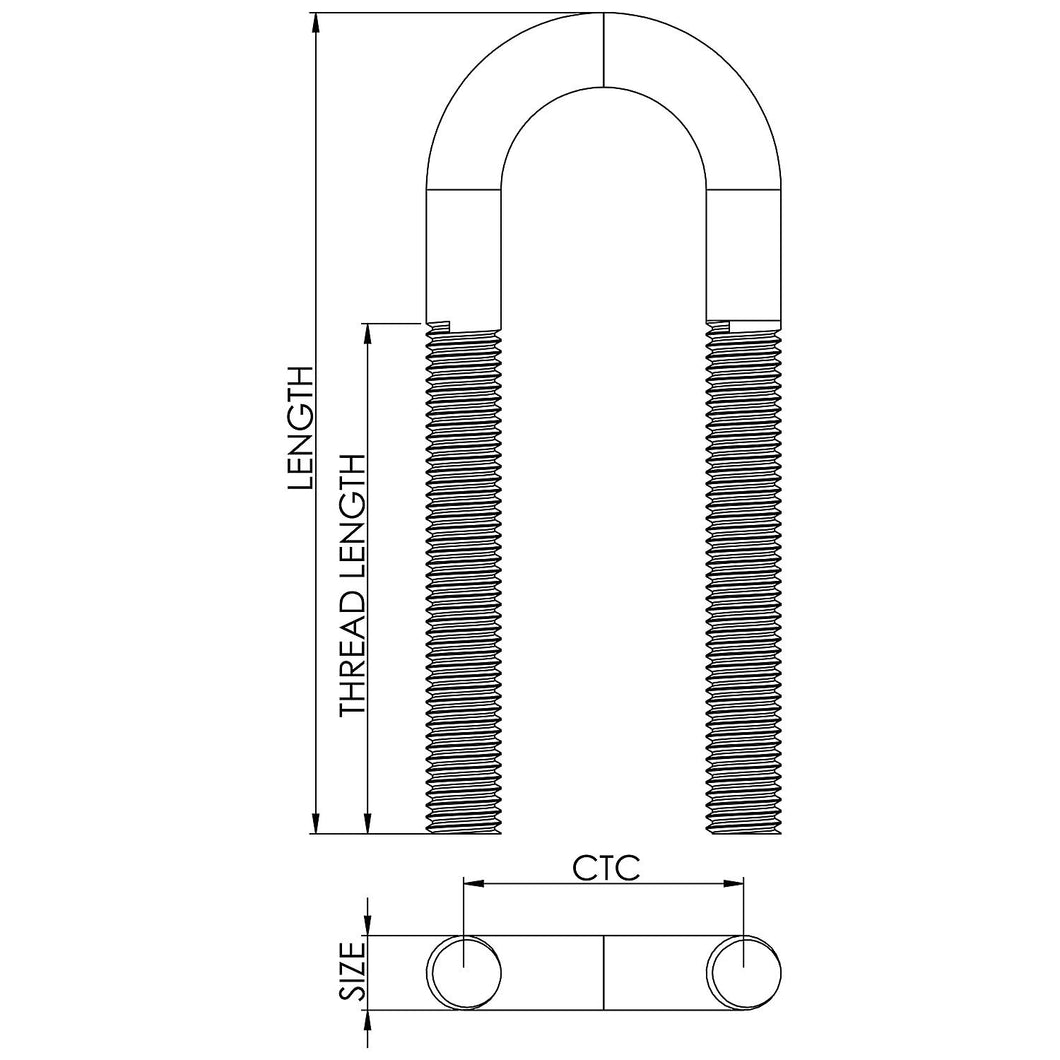 Seachoice 33634 Bow and Stern Eye - Stainless Steel, 2 Nuts, 2.77