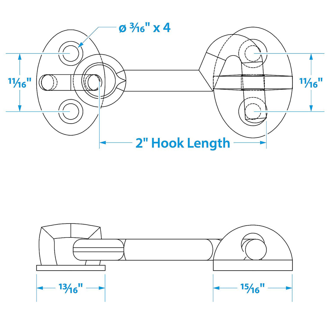 Seachoice Chrome-Plated Cast Brass 2 in. Marine Cabin Door Hook w/ #6 Fastener Default Title -Modern Boat Sales & Service
