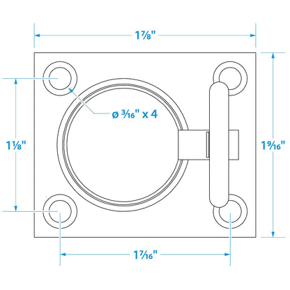 Seachoice Chrome-Plated Cast Brass Square Flush Hatch Ring Pull, 1-1/2 In. X 1-3/4 In. -Modern Boat Sales & Service
