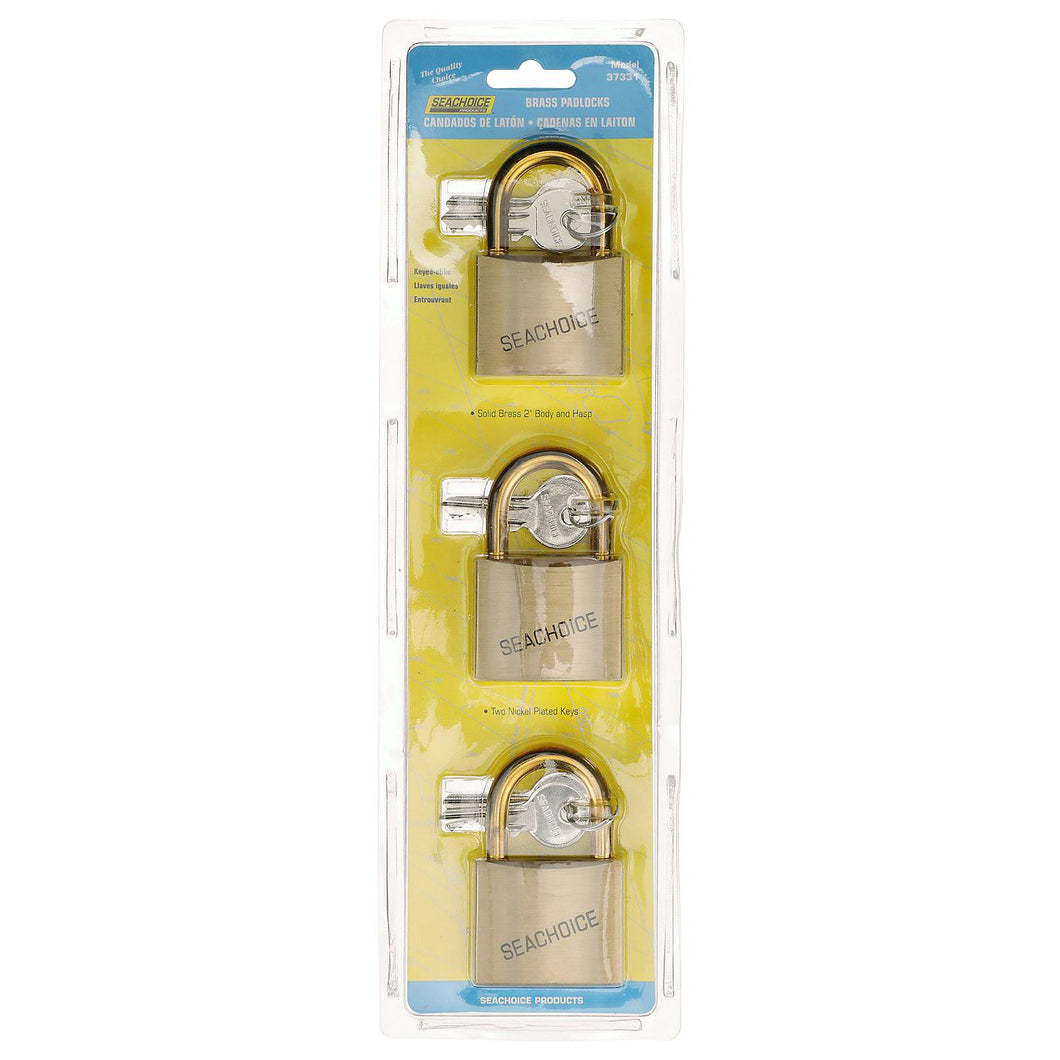 Seachoice Solid Brass Padlock, 2 in., Set of 3 Keyed Alike Default Title -Modern Boat Sales & Service