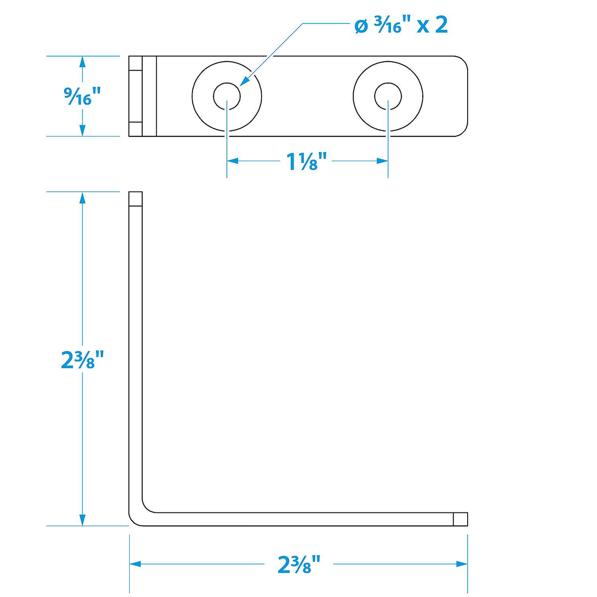 Seachoice Marine-Grade 90-Degree Angle Bracket, Polished 304 Stainless Steel, 2-3/8 in. X 1/2 in., Pack of 2 Default Title -Modern Boat Sales & Service