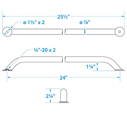 Seachoice Hand Rail, 24 in. Long, 304 Stainless Steel, Accepts 1/4-20 Bolts Default Title -Modern Boat Sales & Service