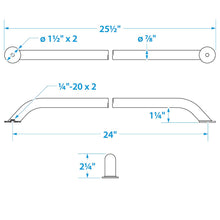 Seachoice Hand Rail, 24 in. Long, 304 Stainless Steel, Accepts 1/4-20 Bolts Default Title -Modern Boat Sales & Service