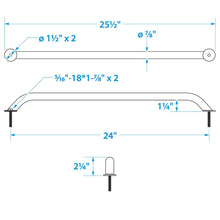 Seachoice Hand Rail w/ Studs, 24 In. Long, 304 Stainless Steel, 5/16-18 X 1-7/8 In. Studs Default Title -Modern Boat Sales & Service