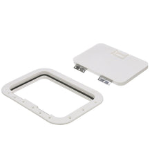 Seachoice White Hinged Hatch, 7 in. X 11 in. Inner Dimensions, Acetone Proof Polypropylene -Modern Boat Sales & Service