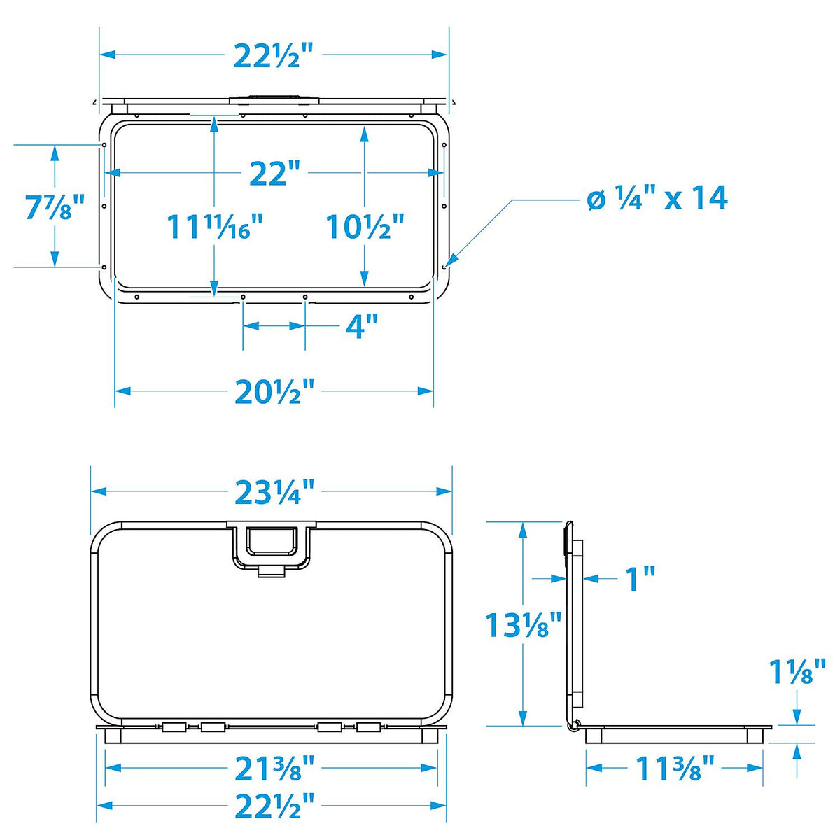 Seachoice White Offshore Hinged Low-Profile Hatch, 10 In. X 20 In. -Modern Boat Sales & Service